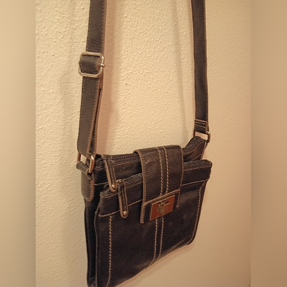 Handbags - TIGNANELLO Black Crossbody Bag + end White Stitching.
